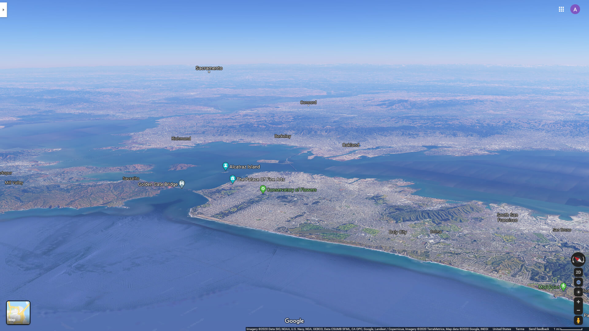 San Francisco Satellite Vue des pacifique Ocean